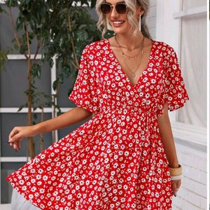 Beautiful Floral Print Beach Dress