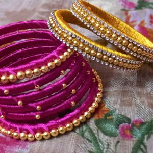 Silk Thread Gold Pearl Bangle