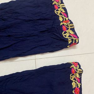 Navy Blue Embroidery Kurta Set