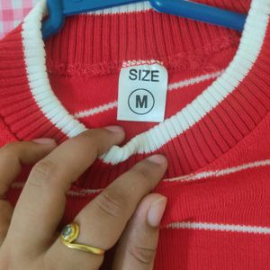 Zara Red Woolen Tshirt