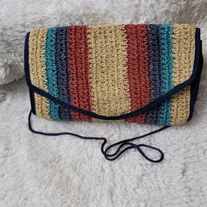 Multi Color Straw Raffia Clutch Purse