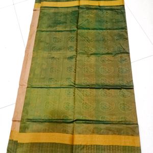 Beige and Green Saree