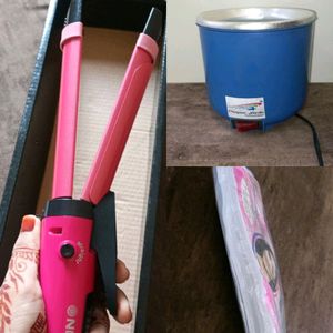 Hair Straightener + Curler With free Wax Heater