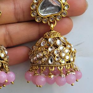 Light Pink Kundan Jhumka Set No.9