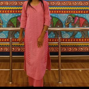 Chikankari Pink Kurta Set