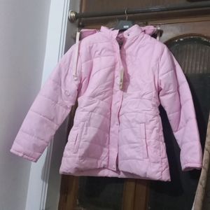 Wow Pink Colour Jacket With Zip, Buttons And Cap