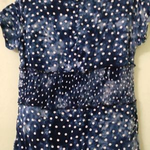 Dark Blue Polka Dot Top