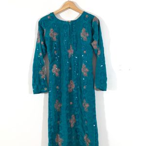 Sea Green Printed Kurta Set(Women’s)