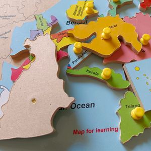 India Map Wooden