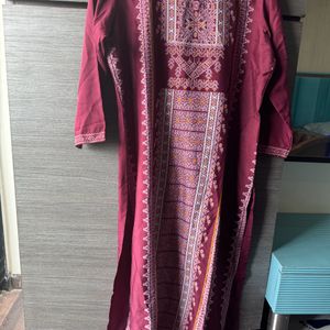 Maroon Print Kurta