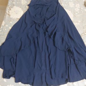 blue chiffon skirt trouser