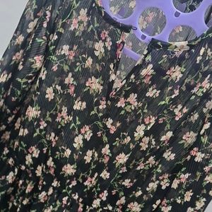 Floral Print A-line Transparent Dress wit...