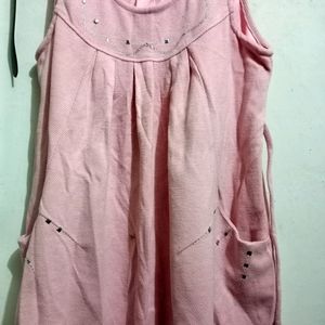 Woolen Baby Pink Kurti Free Size