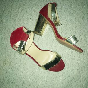 Imported Red And Gold Heels Size 38