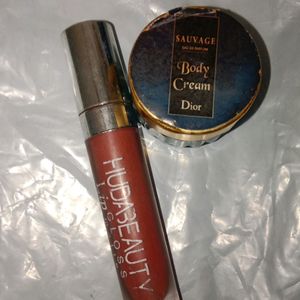 Huda beauty Lipstick And Sauvage Dior Body Balm