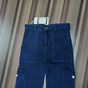 DG-40 Size-28 Cargo Straight Women Denim Jeans