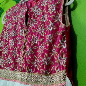 Pink Anarkali Velvet - Net Kurti