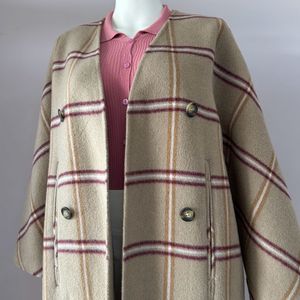 Freesize Plaid Overcoat