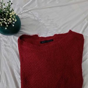 Mohair knit sweater red wine re