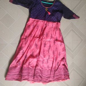 Pink And Blue Anarkali Xxl