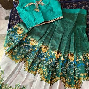 Peacock Printed Crop Lehenga Stitched