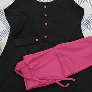 Black Kurta With Pink Pant