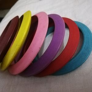 Set of 6 Colorful Wooden bangles