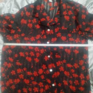 Floral Button Up Sheer Top(Women's)