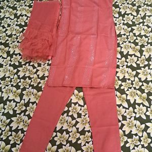 Ruffled Duppatta Kurta Pant Set