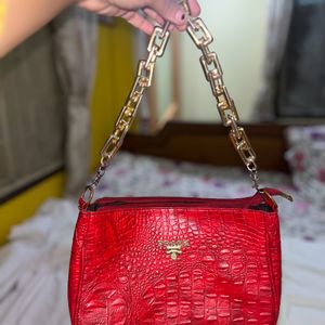 Prada Bag With Chunky Gold Chain