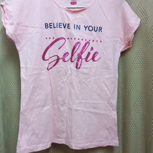 Pink Printed T Shirt For Girls