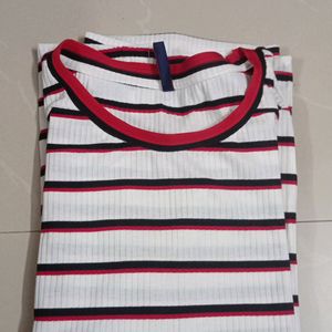 Off White Tshirt With red Strip