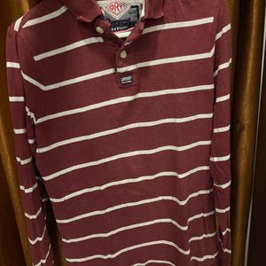 Superdry Stripe Polo Full Sleeve Tee