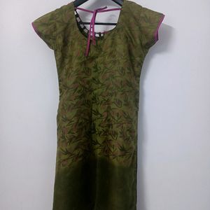 Olive Kurta For Women (Stitched)