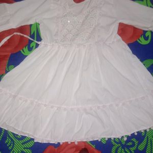 White Pompom Dress