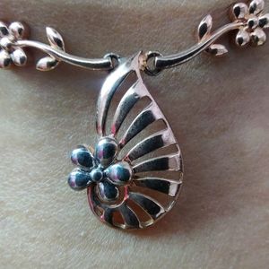 Pure Silver Necklace Rose Gold Colour