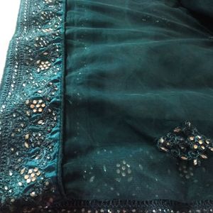 teal wedding lehenga