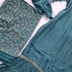 Zari Teal Sharara Set