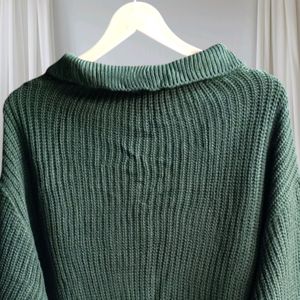 Darkgreen Zip Sweater