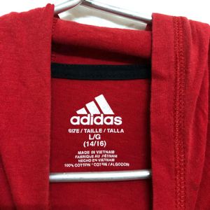 Adidas Red Long Sleeve Cotton Hoodie