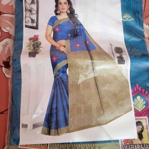 Machine Embroidered New Cotton Saree