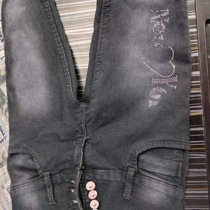 High Waist Jeans With 9 Buttons