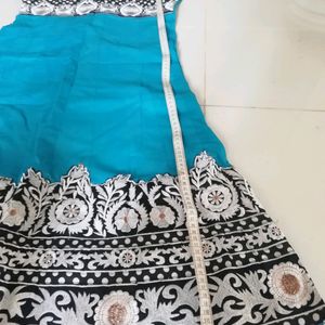 Sky Blue Cotton Embroidery Kurti For Girls