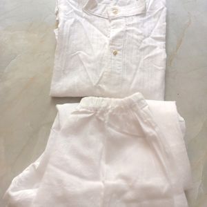 2-4 Yrs Pure White Cotton Kurta Pyjama