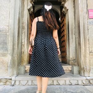 Polka dotted smokey strechable striped dresses