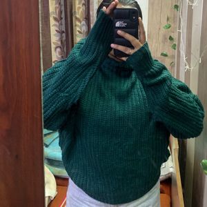 green sweater