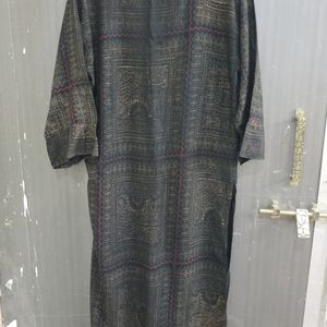 Kashmiri Print Black Kurta