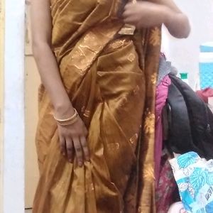 Saree Brown Colour Beautiful Look