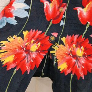 Branded Midi Dress With Bright Flower