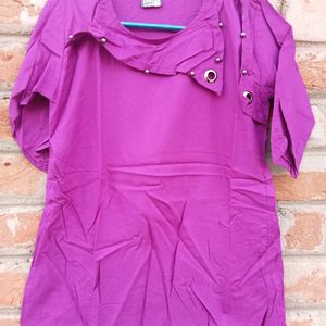 Long Magenta Pure Cotton Top